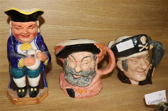 Two Doulton character jugs and a Toby jug